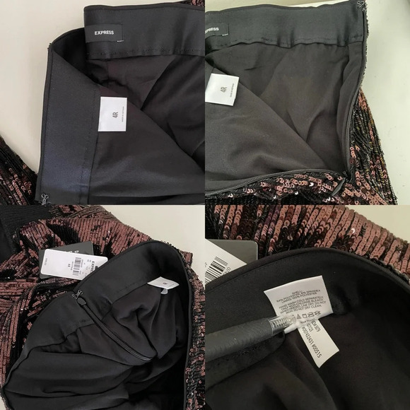 Express Brown Sequin High Rise Wide Leg Women’s Trouser Pants 4R NWT - Picture 11 of 13